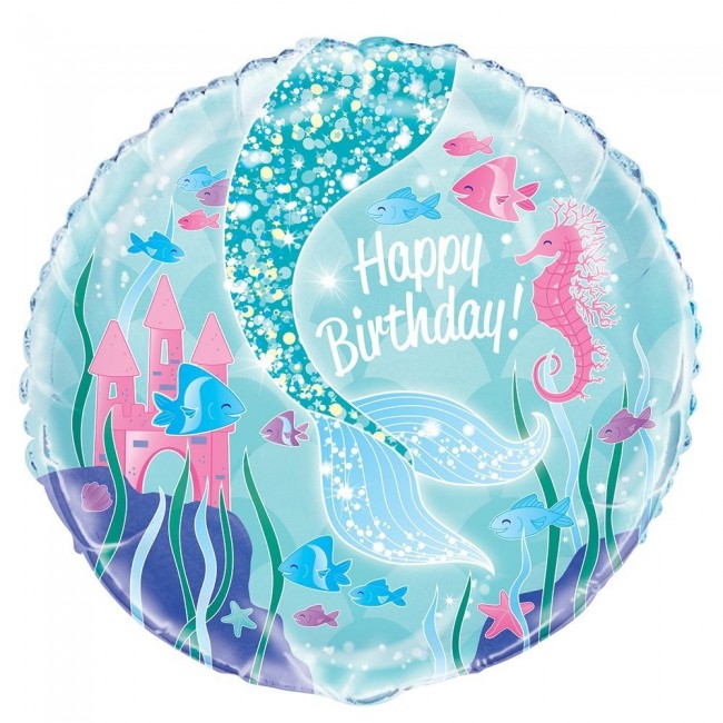 Balão Foil Happy Birthday Sereia