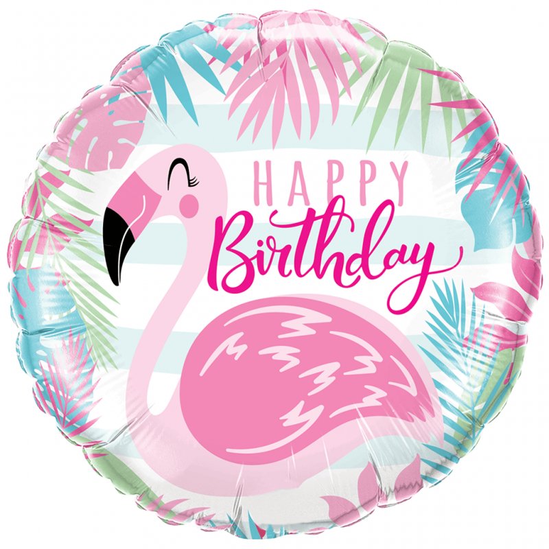 Balão Foil Happy Birthday Flamingo