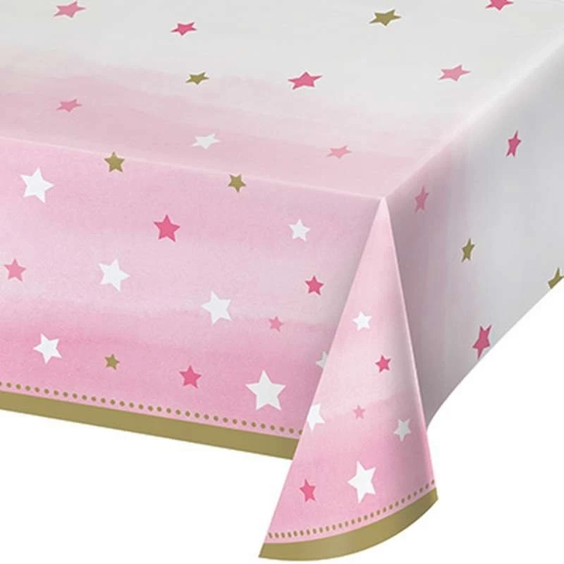 Toalha de Mesa Rosa com Estrelas