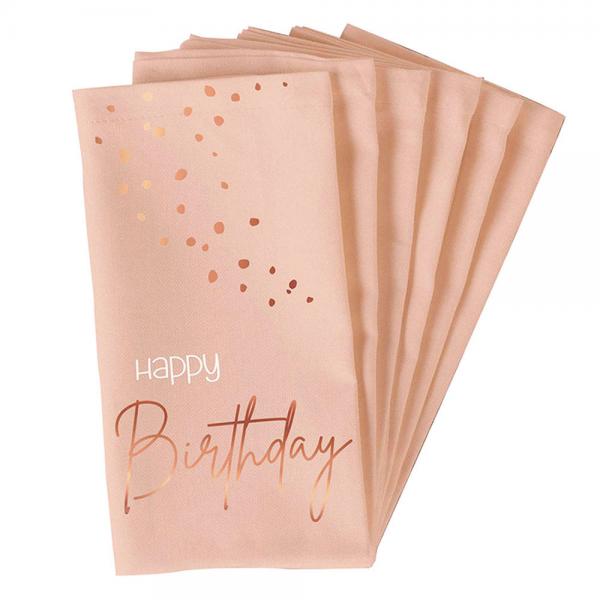 Guardanapos Happy Birthday Elegant Salmão/Rose Gold