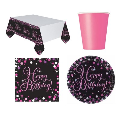 Kit de Festa Happy Birthday Black & Pink