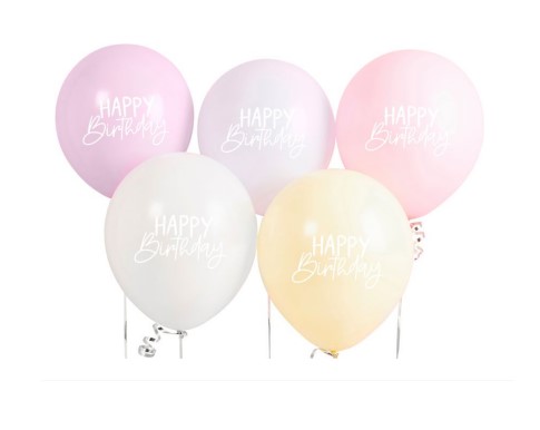 Balões Latex Happy Birthday Pastel