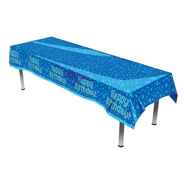 Toalha de Mesa Happy Birthday Estrelas Azul